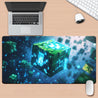 1pc XXL Gaming Desk Mat - Extra Large Mouse Pad & Keyboard Mat with Non-Slip Base, HD Printed Futuristic Blue Cube Design, Durable Polyester Surface for PC, Office, Gaming Setup - Ideal Gamer Gift for Tech Enthusiasts, Workspace Accessory, Modern Aestheti