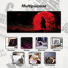 Large Gaming Mouse Pad with Japanese Samurai & Red Moon Design - Non-Slip Rubber Base, Extended Desk Mat for PC, Laptop, Office & Gaming Setup, Durable Office Workspace Mat with Striking Visuals