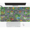 1pc Cartoon City Street Large Mouse Pad - Ultra-Smooth Desk Mat with Stitched Edges, Non-Slip Waterproof Rubber Base, Vibrant Urban Map Design for Office and Home Workspace Setup, Mouse Pads for Desk