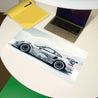 Large Mouse Pad, White Ukiyo-e Style Sports Car Gaming Desk Mat 89.92 x 39.88cm with Non-Slip Rubber Base, Extended Keyboard and Mouse Pad