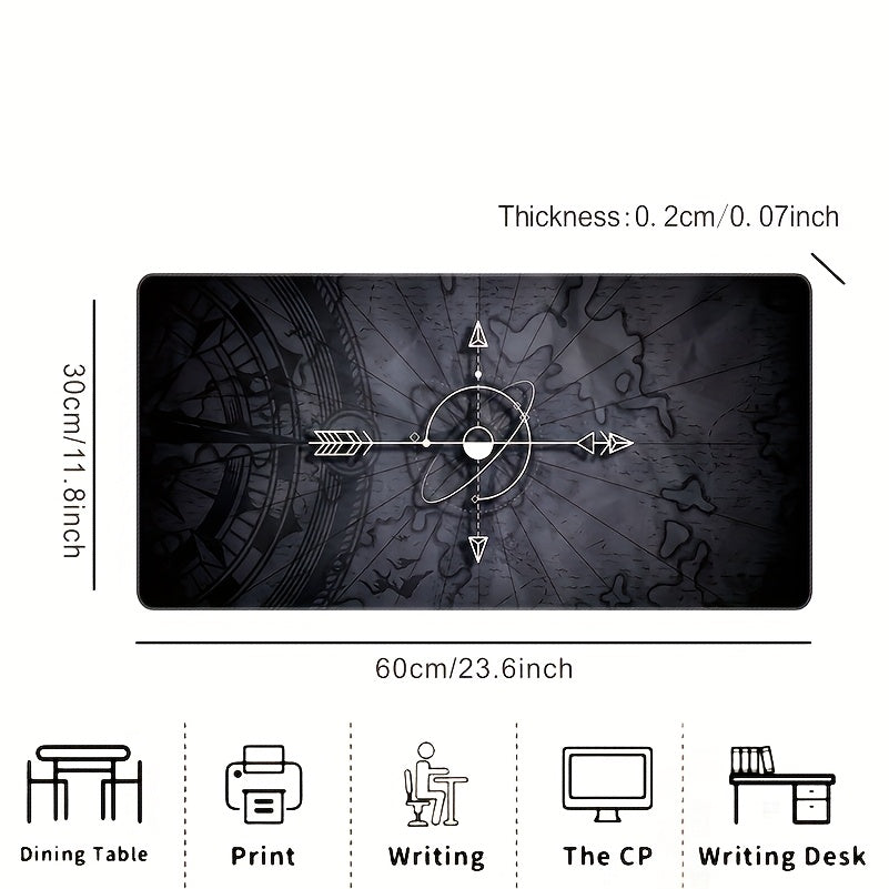 [Compass Mouse Pad] Large Compass Design Mouse Pad - Precision Stitched, High-Definition Print, Non-Slip Rubber Base, Rectangular Desk Mat for Gaming & Office, Ideal Gift, Keyboard Pad, Desktop Decoration, Mouse Pads for Des