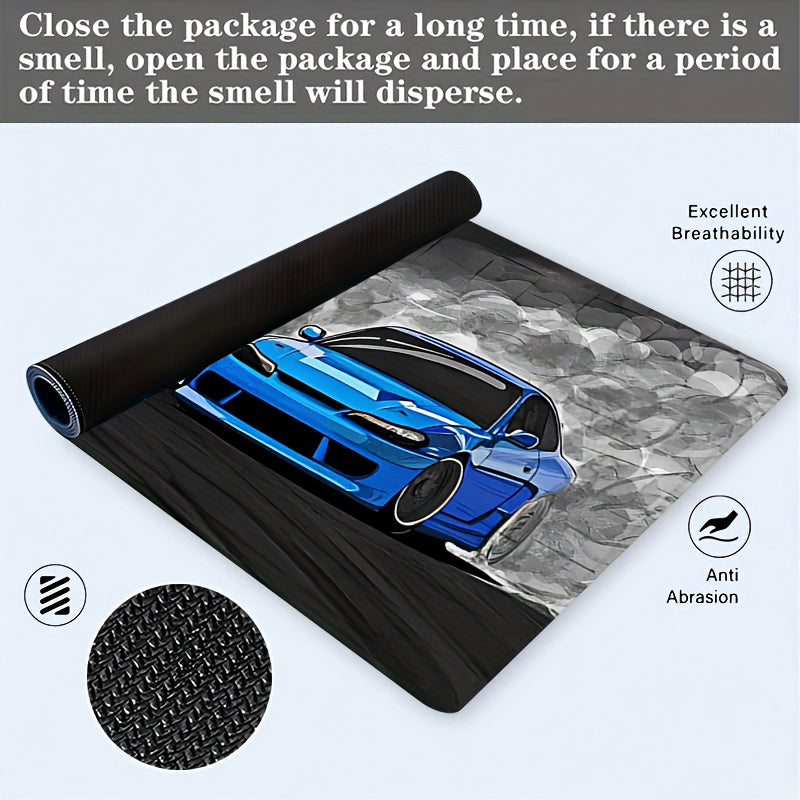 Drift S13 And S15 JDM Car Large Mouse Pad - Non-Slip Rubber Base, Stitched Edge, 31.5*15.7in, Black, For Gaming, Work, Office, Home, 1pc
