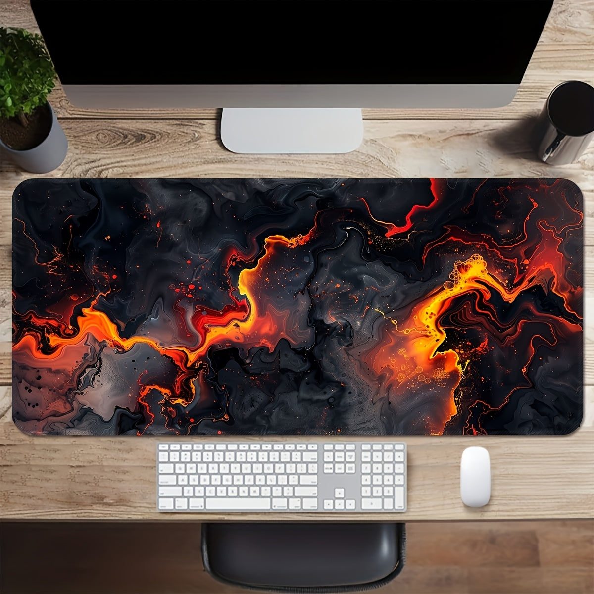 Flame of Passion Extra-Large Gaming Mouse Pad & Desk Mat - Thick Non-Slip Rubber Base, Precision Stitched Edges, Vibrant Flame Design, Washable Surface for Gamers & Office Use, Gamer Desk Setup, Artistic Desk Accessory