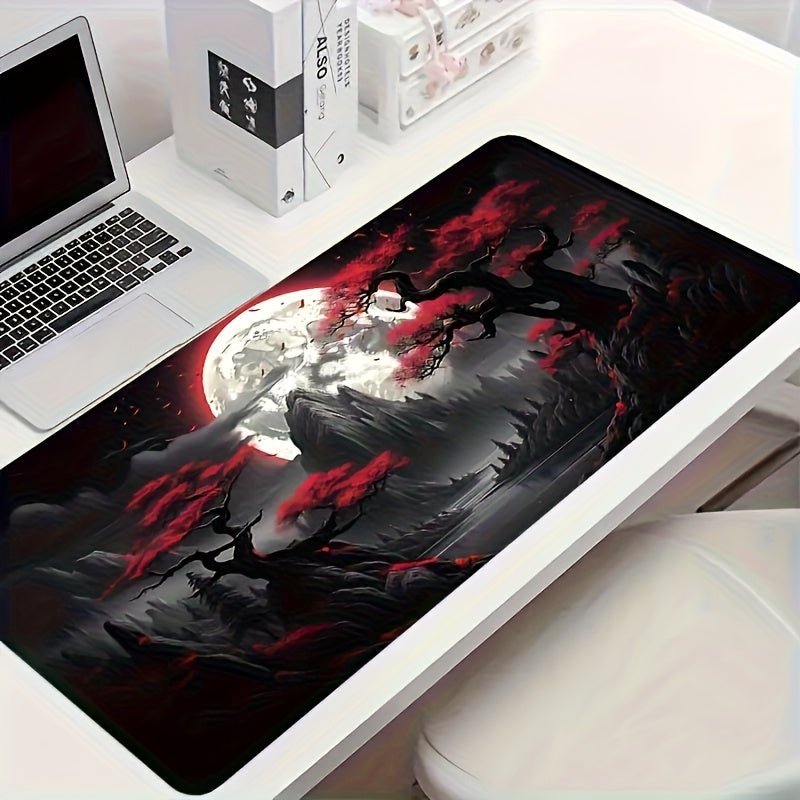 [Vibrant Gaming Mouse Pad] Large Vibrant Darkness Red Moon Gaming Mouse Pad | Rubber Base Computer Mat for E-Sports, Office & Gaming - Perfect Gift for Gamers, Teenagers, Boyfriends & Girlfriends, Gaming Desk Accessory | Durable Desk Mat