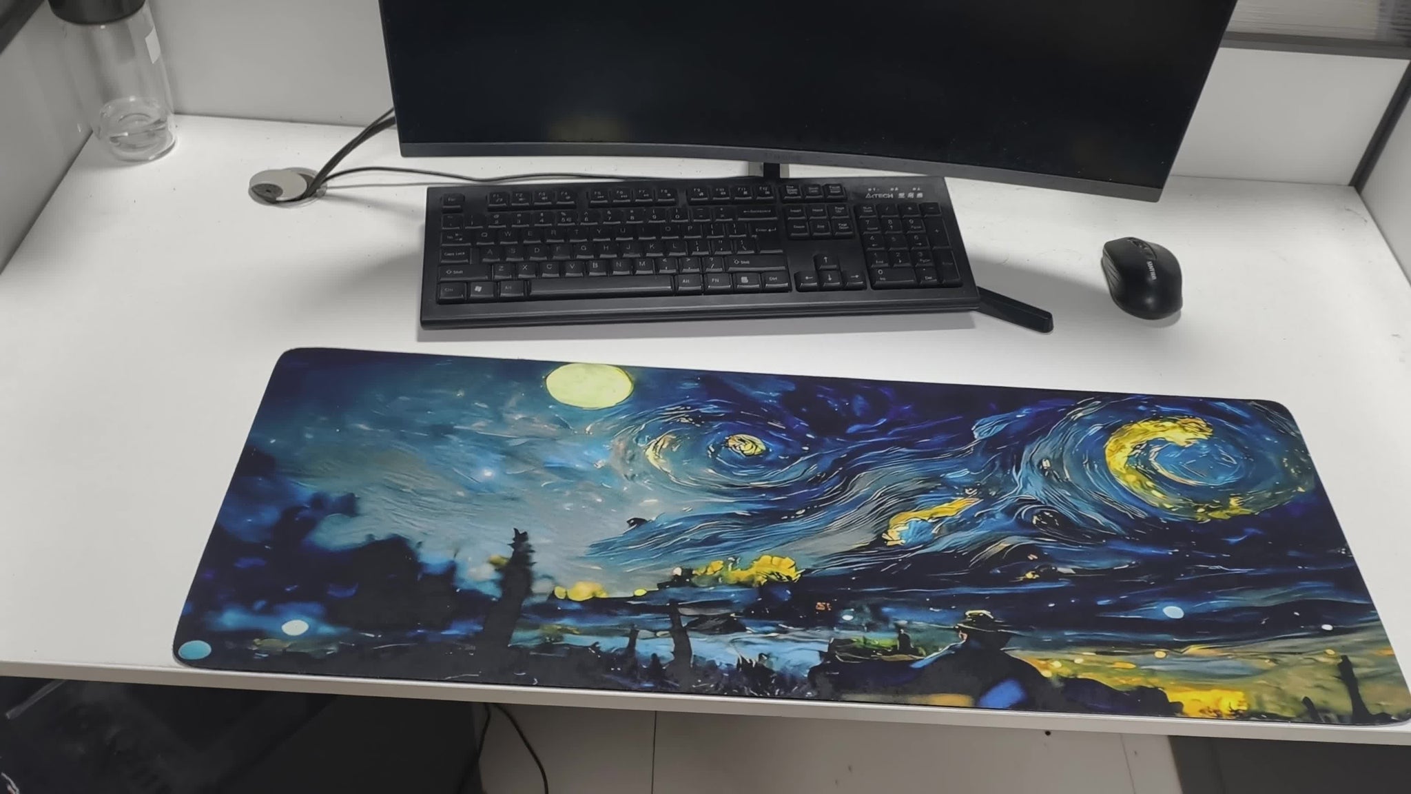 Extra Long & Thick Large Gaming Mouse Pad - Non-Slip Rubber Desk Mat with Precision Lock Edges, Washable Surface & Van Gogh Starry Night Design - Ideal Gift for Gamers
