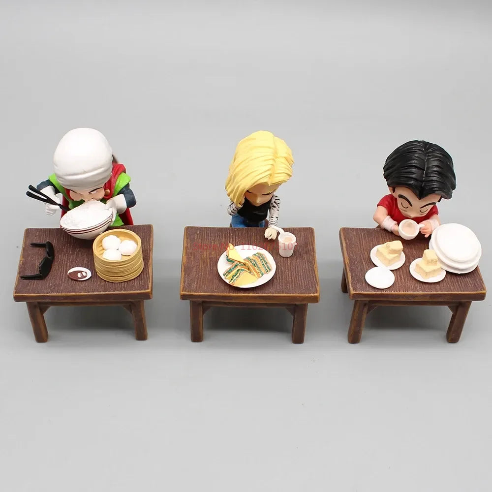 Dragon Ball Z Vegeta Figure Son Goku Son Gohan Kuririn Android 18 Eating 8cm Pvc Action Figures Collection Model Toys Gifts