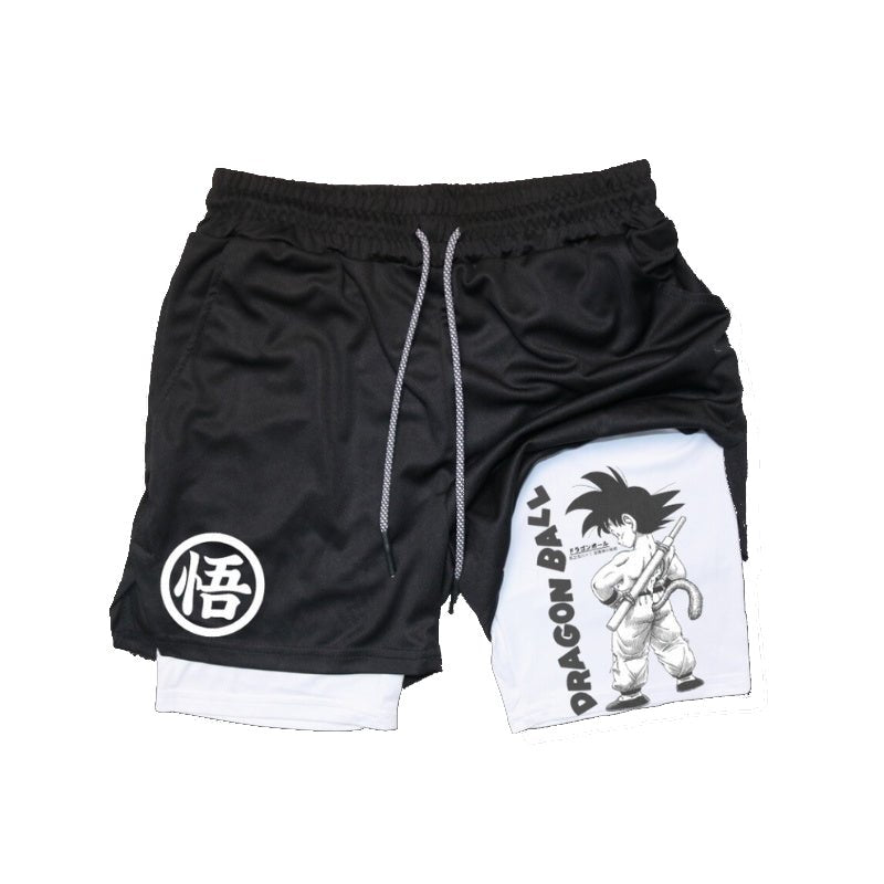 Dragon Ball Z Goku Performance Shorts - Black & White Performance shorts