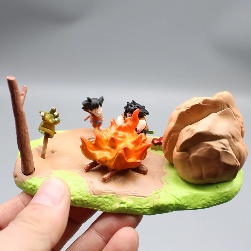 8cm Anime Dragon Ball Z Goku Yajirobe Roasted Dragon PVC Statue Action Figures Collectible Model Toys Gifts