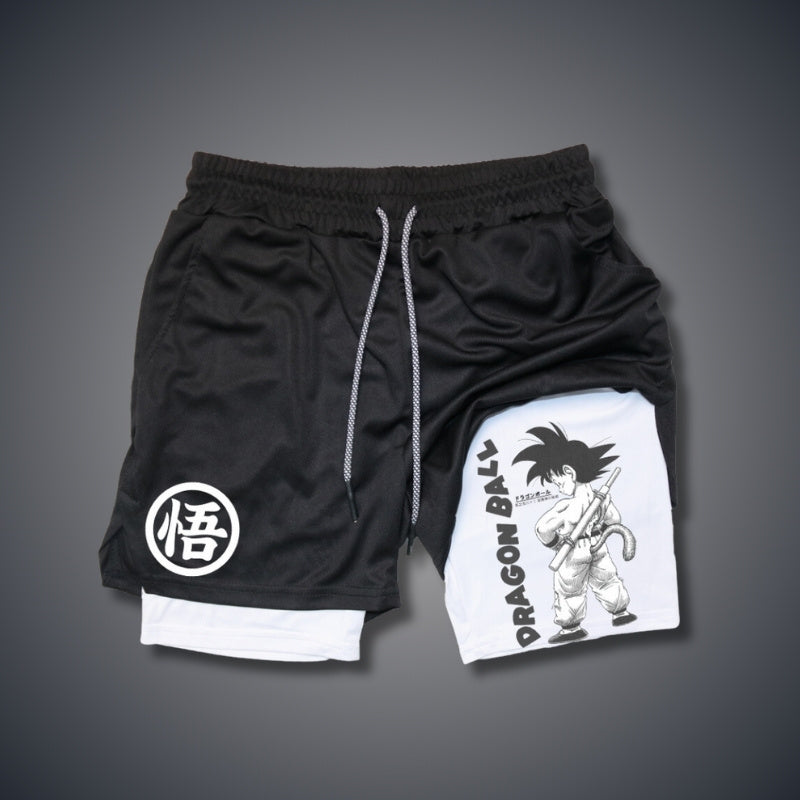 Dragon Ball Z Goku Performance Shorts - Black & White Performance shorts