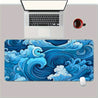 [Gaming Mouse Pad] Extra-Large Blue Ocean Waves Gaming Mouse Pad - Non-Slip, Waterproof, Thick Rubber Desk Mat for Office and Home Use, 90cm x 35.4inch, Vibrant Wave Design, Smooth Surface for Precision Control, Mouse Pads for Desk