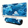 [Gaming Mouse Pad] Extra-Large Blue Ocean Waves Gaming Mouse Pad - Non-Slip, Waterproof, Thick Rubber Desk Mat for Office and Home Use, 90cm x 35.4inch, Vibrant Wave Design, Smooth Surface for Precision Control, Mouse Pads for Desk
