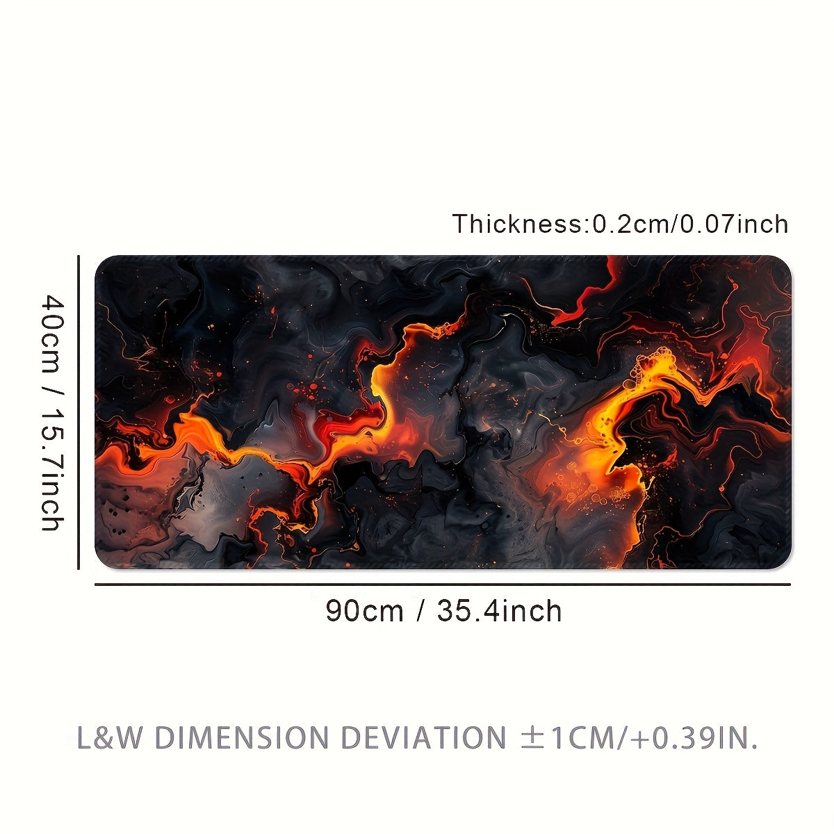 Flame of Passion Extra-Large Gaming Mouse Pad & Desk Mat - Thick Non-Slip Rubber Base, Precision Stitched Edges, Vibrant Flame Design, Washable Surface for Gamers & Office Use, Gamer Desk Setup, Artistic Desk Accessory
