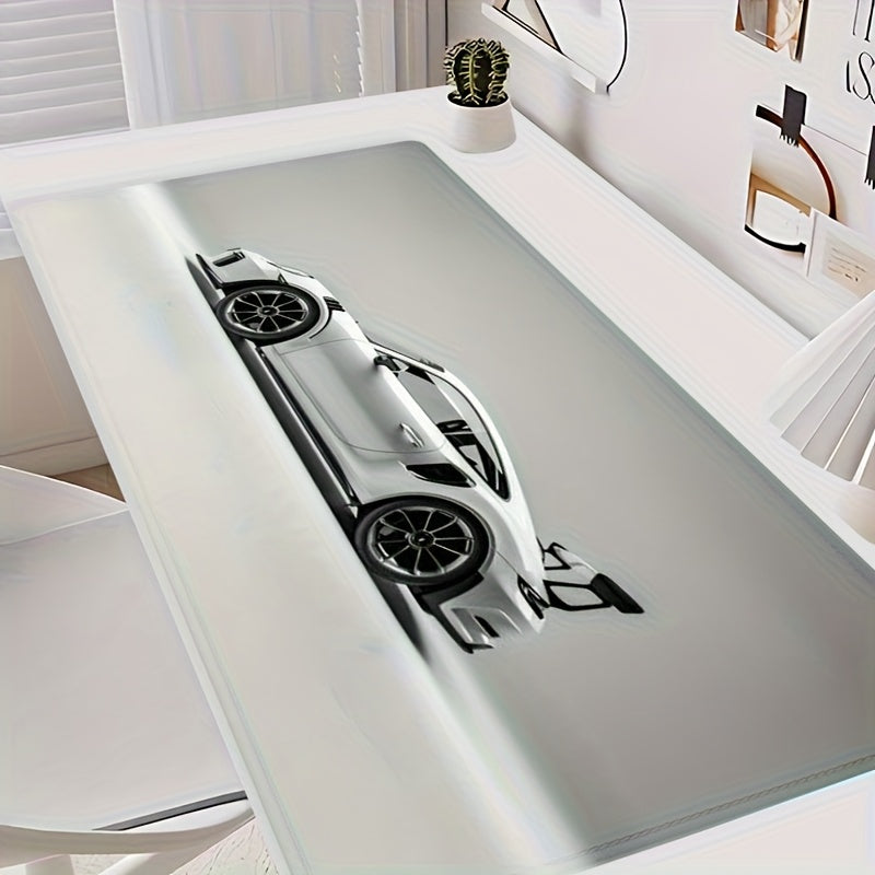 Cool Sports Car Mouse Pad White Minimalist Art Large Gaming Desk Mat with Non-Slip Stitched Edge Rubber Mousepad 35x16 Inch, Computer Laptop Keyboard Mat for Home Office Desk Pad for Best Gift