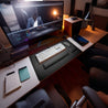 [Non-Slip Desk Mat Set] Three-Piece Large Computer Desk Mat Set, Non-Slip Mouse Pad + Keyboard Pad + Wrist Rest, Office Computer Desk Anti-Slip Protective Mat Double-Sided Faux Leather Mouse and Wrist Support Pad for Laptops, Mechanical Keyboards, Wrist S Black three-piece set (mouse pad + keyboard tray + mouse wrist rest)