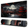 BHJLAXR Extended Gaming Mouse Pad - Japanese Riverside Full Moon Desk Mat, Non-Slip Rubber Base, Durable Natural Rubber XXL Mousepad, Large Keyboard and Laptop Mat for Office Decor, Black Red Design