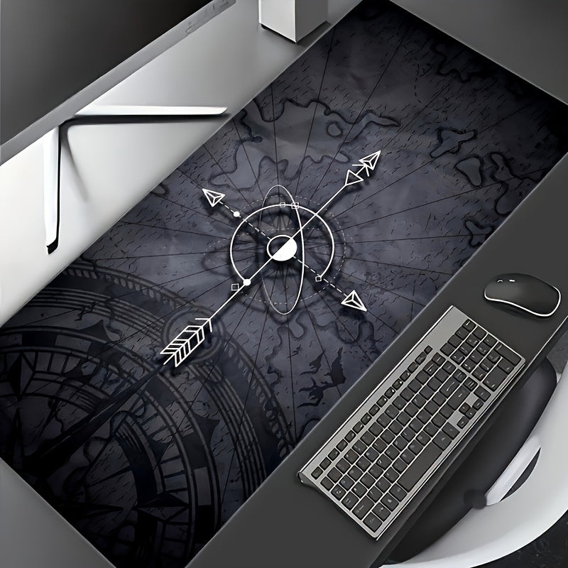 [Compass Mouse Pad] Large Compass Design Mouse Pad - Precision Stitched, High-Definition Print, Non-Slip Rubber Base, Rectangular Desk Mat for Gaming & Office, Ideal Gift, Keyboard Pad, Desktop Decoration, Mouse Pads for Des