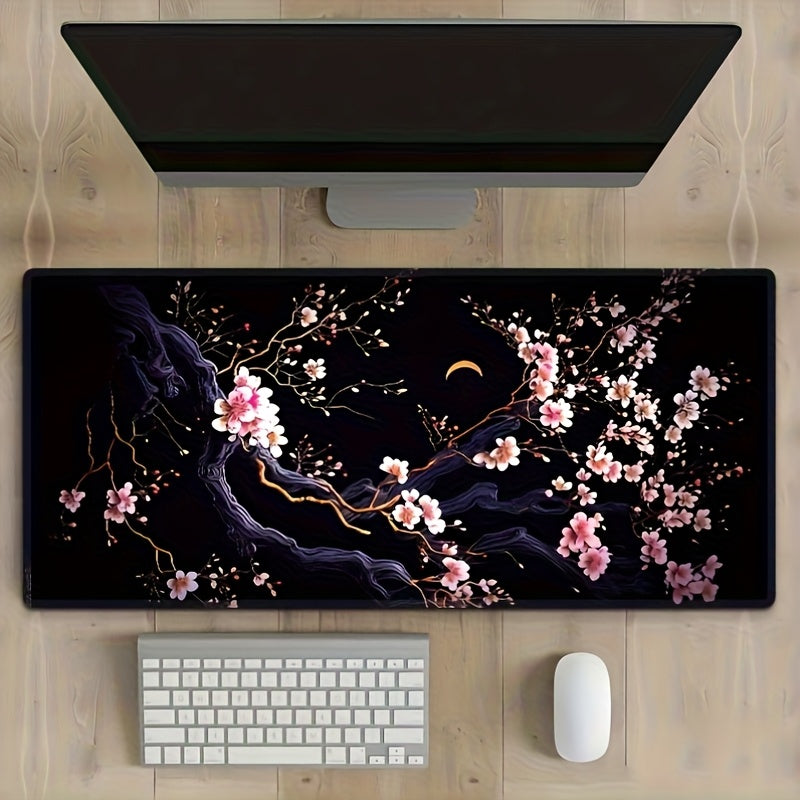 Extra Large Cherry Blossom Design Gaming Mouse Pad - High-Definition Printing, Non-Slip Premium Base, Precision Stitched Edges, Rectangular Desk Mat for Office, Study, Home Decor, Mouse Pads for Desk