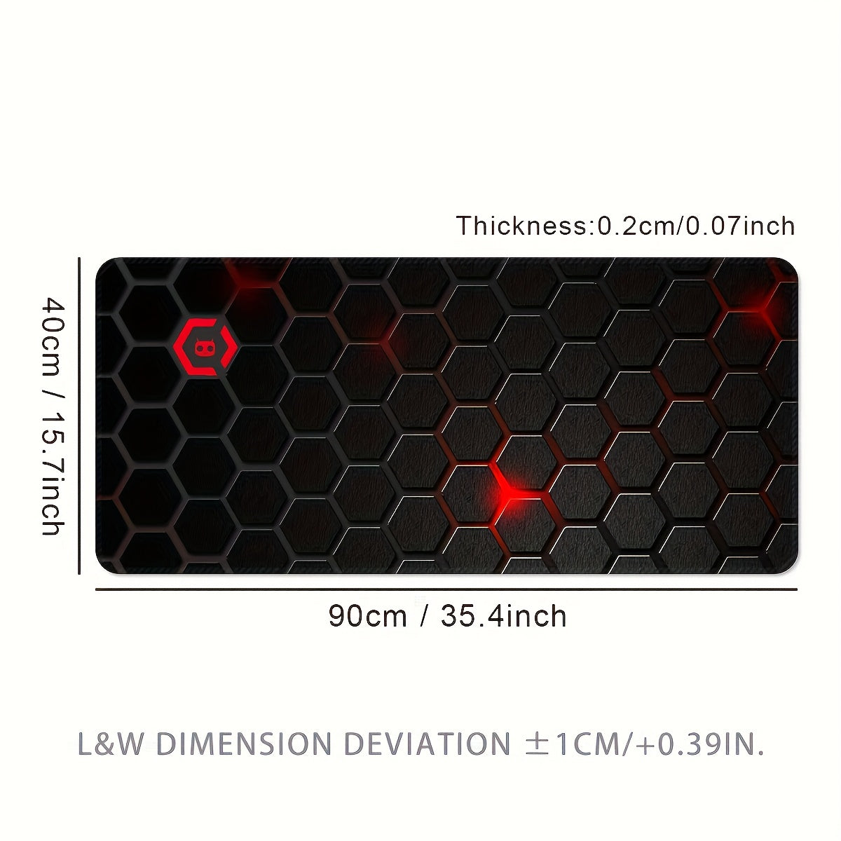 Large Extended Thick Ergonomic Gaming Mouse Pad & Desk Mat - Non-Slip Rubber Base, Hexagonal Texture Surface with Red Glow Edge, Black Oblong Shape for PC/Laptop, Office & Home Computer Accessories - Ideal Gift for Gamers, Extra Extra Large Mouse Pad, Gam