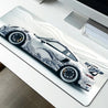 Large Mouse Pad, White Ukiyo-e Style Sports Car Gaming Desk Mat 89.92 x 39.88cm with Non-Slip Rubber Base, Extended Keyboard and Mouse Pad 80cm 31.4in*30cm 11.8in