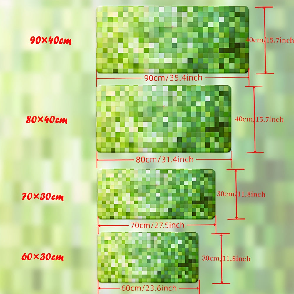 XXL Green Pixel Cube Mouse Pad - Retro 8-Bit Video Game Design Desk Mat with Non-Slip Rubber Base, Large Rectangular Gaming & Office Surface, Durable PC Accessory for PC Gamers & Tech Enthusiasts (Ideal Gift) - Green & Black Pixelated Texture, Extra Extra