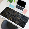 Extra Large Gaming Mouse Pad & Extended Desk Mat - Tactical Military Design with Realistic Gun & Ammo Layout, Non-Slip Rubber Base, Washable Faux Leather Surface, Durable Office & Gaming Mat for PC, Computer, Workstation Accessories, Extra Extra Large Mou