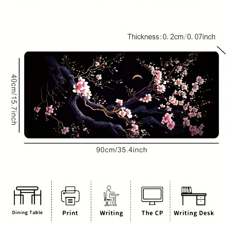Extra Large Cherry Blossom Design Gaming Mouse Pad - High-Definition Printing, Non-Slip Premium Base, Precision Stitched Edges, Rectangular Desk Mat for Office, Study, Home Decor, Mouse Pads for Desk 35.4×15.7inch(90×40cm)