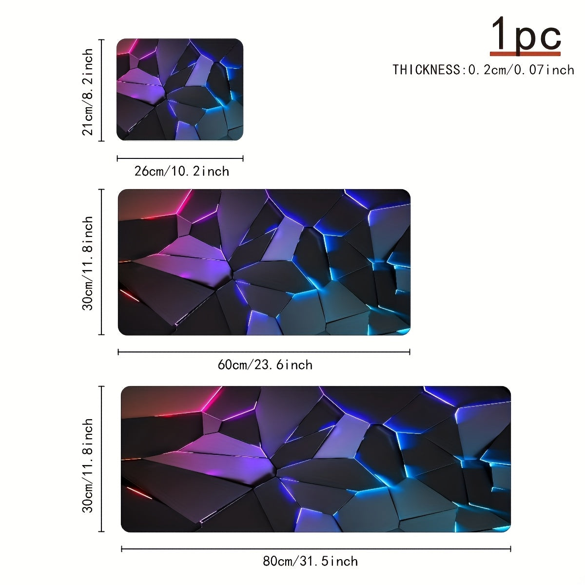 Large Geometric Design Mouse Pad - Durable, Non-Slip Rubber Base, Washable - Precision & Comfort for Gamers & Office Use - Ideal Gift for Boyfriend/Girlfriend, Gaming Mouse Pa