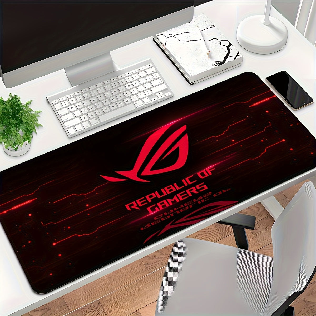 [Gaming Mouse Pad] Red Eye Extra-Large Gaming Mouse Pad - Thick Non-Slip Rubber Desk Mat with Precision Stitched Edges, Washable Surface - Ideal for Gamers & Office Use, Durable Computer Accessory, Large Mouse Pads for Desk, Bold Logo Design