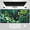 Large Black Cat Gaming Mouse Pad - Rubber Base Desk Mat with Lush Greenery Design, Stitched Edges, 89.92x39.88 cm - Perfect for Office and Home Use, Gaming Desk Accessory | Lush Greenery Design | Durable Mouse Pad, Mouse Pads for Des