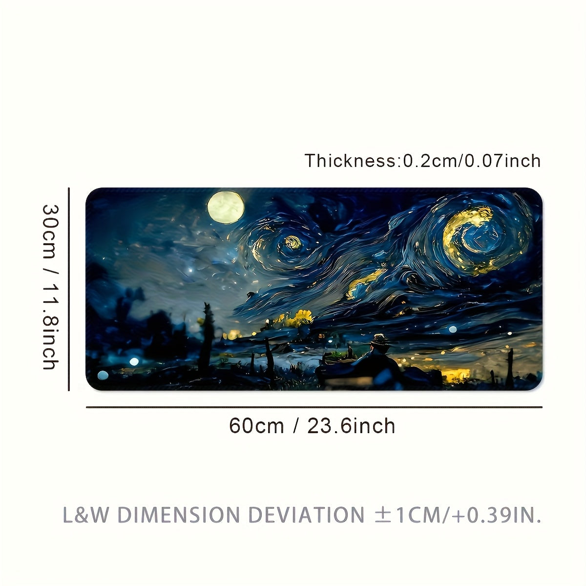 Extra Long & Thick Large Gaming Mouse Pad - Non-Slip Rubber Desk Mat with Precision Lock Edges, Washable Surface & Van Gogh Starry Night Design - Ideal Gift for Gamers 23.6*11.8inches(600x300x2mm)