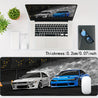 Drift S13 And S15 JDM Car Large Mouse Pad - Non-Slip Rubber Base, Stitched Edge, 31.5*15.7in, Black, For Gaming, Work, Office, Home, 1pc