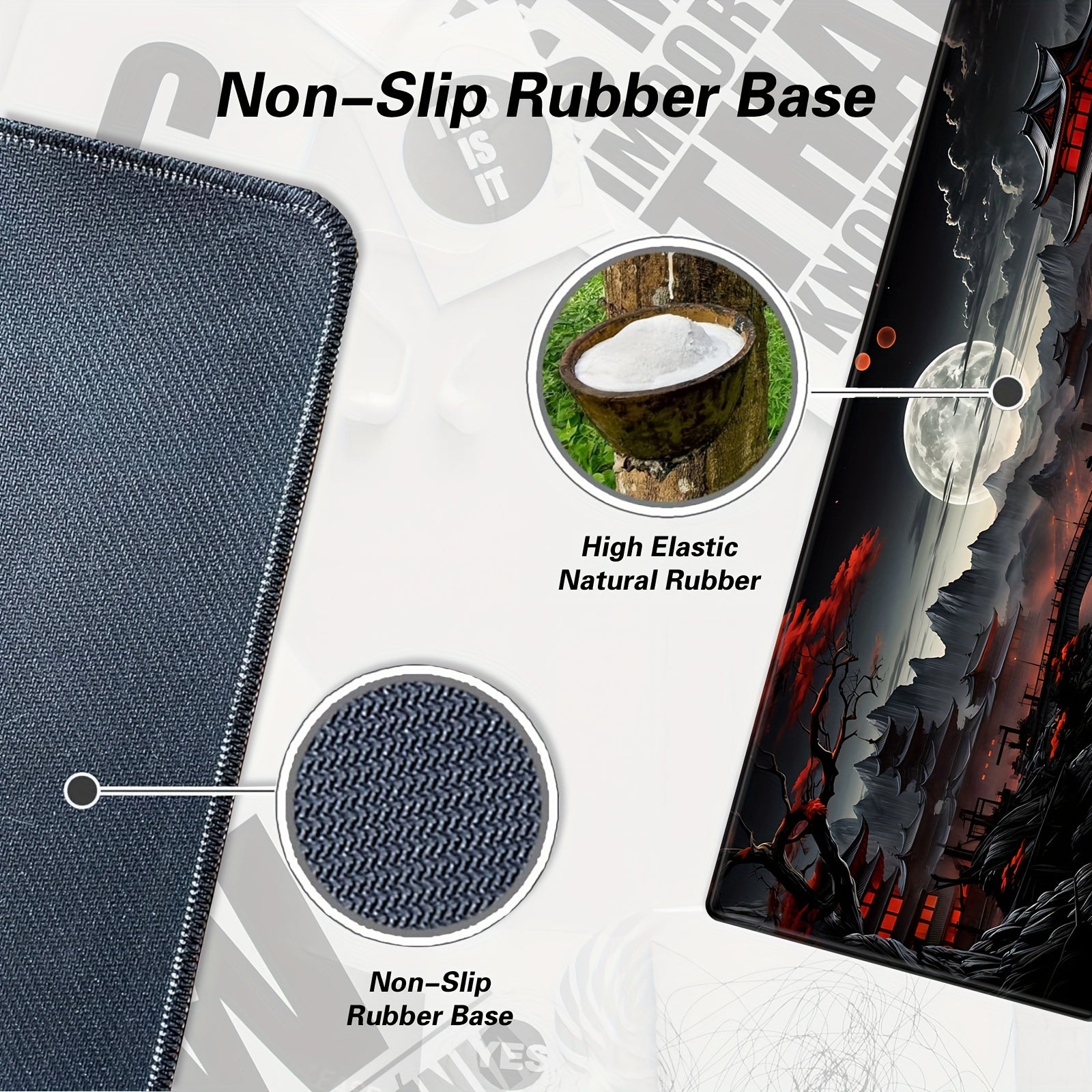 BHJLAXR Extended Gaming Mouse Pad - Japanese Riverside Full Moon Desk Mat, Non-Slip Rubber Base, Durable Natural Rubber XXL Mousepad, Large Keyboard and Laptop Mat for Office Decor, Black Red Design