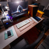 [Non-Slip Desk Mat Set] Three-Piece Large Computer Desk Mat Set, Non-Slip Mouse Pad + Keyboard Pad + Wrist Rest, Office Computer Desk Anti-Slip Protective Mat Double-Sided Faux Leather Mouse and Wrist Support Pad for Laptops, Mechanical Keyboards, Wrist S Pink three-piece set (mouse pad + keyboard tray + mouse wrist rest)