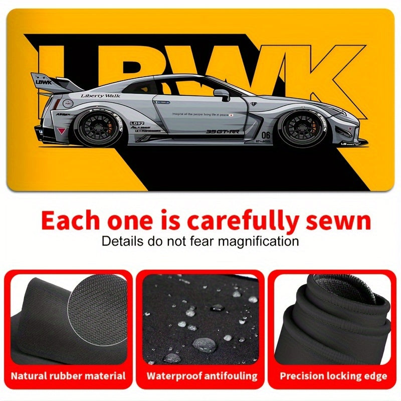 Large Racing-Inspired Rubber Mouse Pad - Non-Slip, Durable Stitched Edges, Oblong Desk Mat for Gaming, Office, and Laptop, Ideal Gift for Computer Enthusiasts and Workspace Decor - 1pc