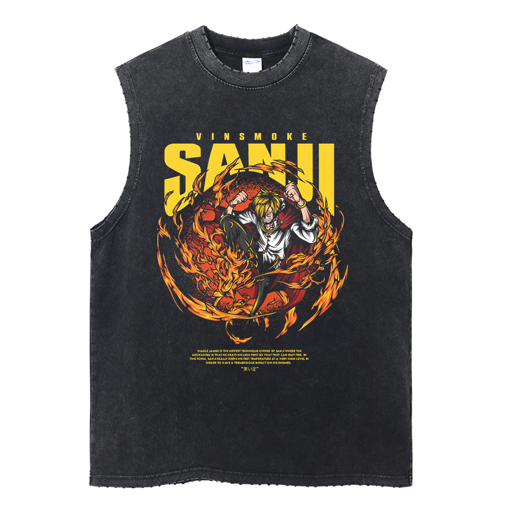 Sanji "Black Leg" Vintage Tank Top Tank Tops