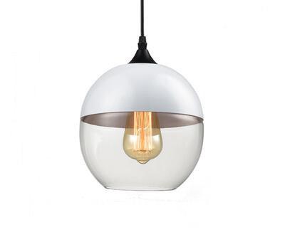 Calarbo™ Modern Nordic Glass Pendant Light White & Clear 9" x 7.9" Light