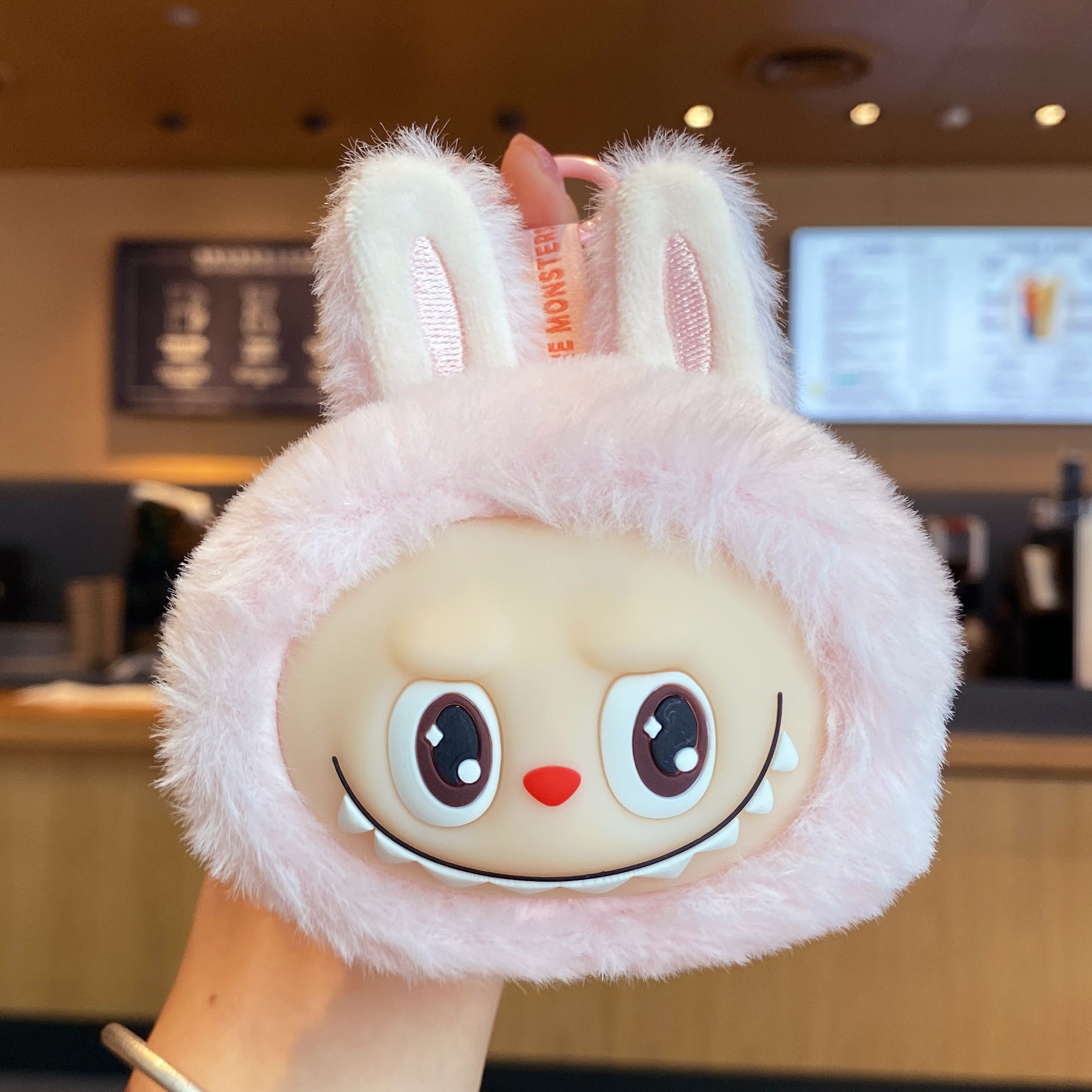 Labubu Gen 2 Have a Seat Big Head Keychain Pink Plush Keychain