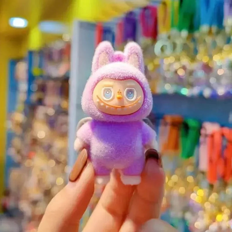 Standing Labubu Flocking Keychain Plush Keychain