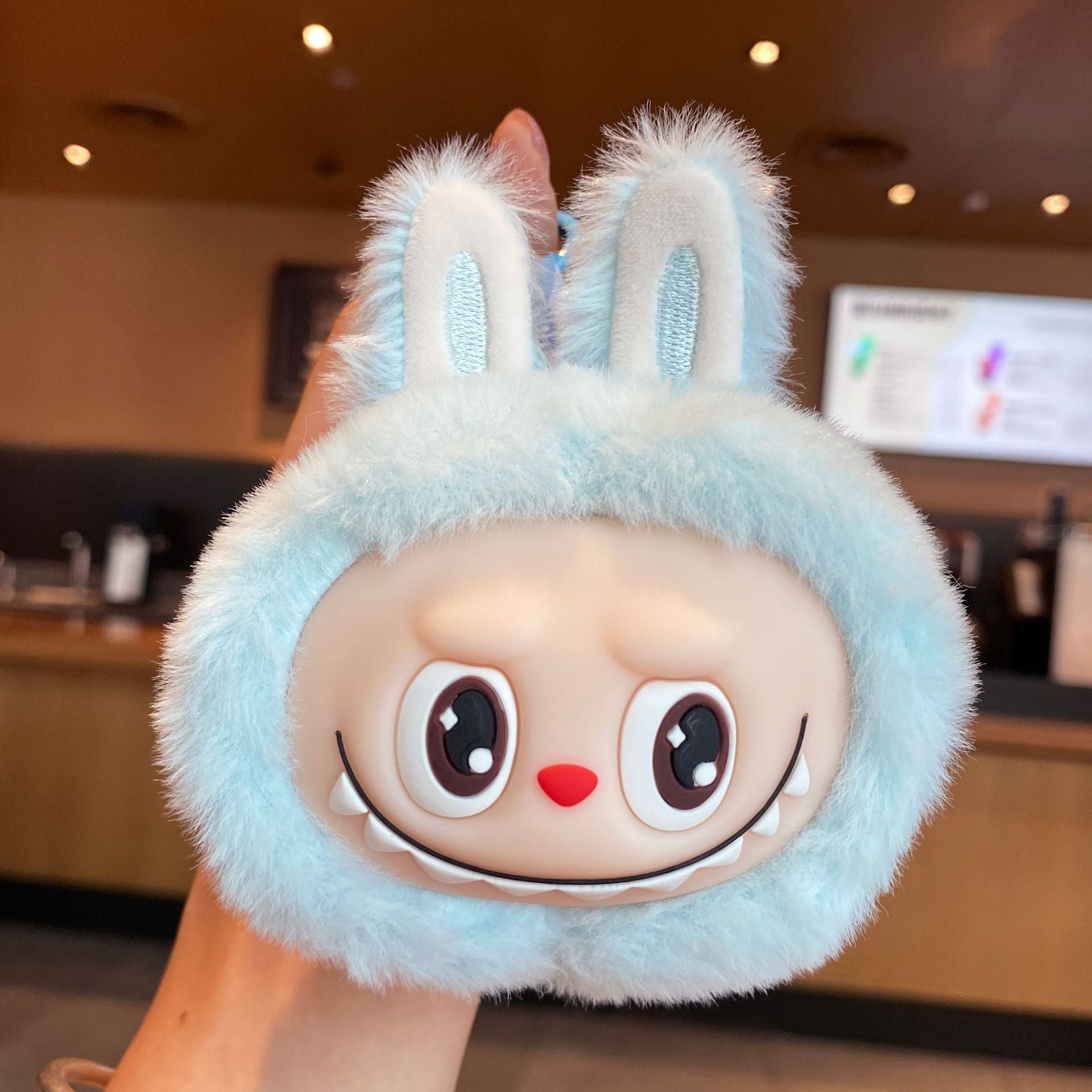 Labubu Gen 2 Have a Seat Big Head Keychain Blue Plush Keychain