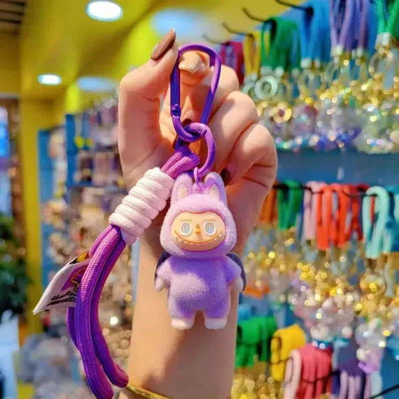 Standing Labubu Flocking Keychain Plush Keychain