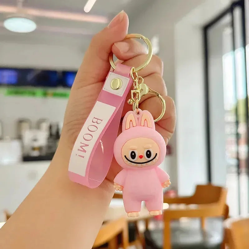 Boom Buddy Standing Labubu Keychain Pink 3D Keychain