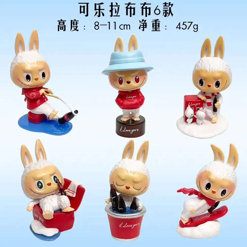 Labubu Coke Vinyl Mini Figurines Blind Boxed Set Set of 6A Action Figure