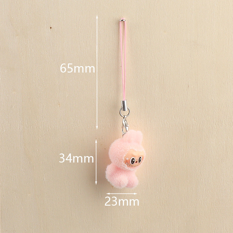 Labubu Pocket Imp Pendant Peach Plush Keychain