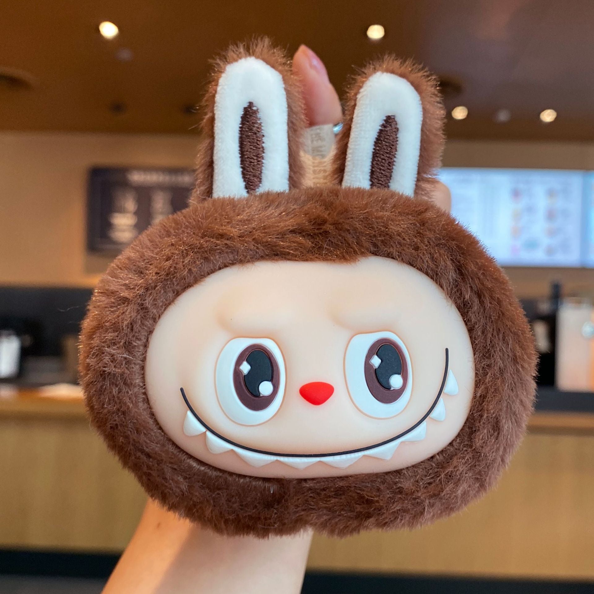 Labubu Gen 2 Have a Seat Big Head Keychain Brown Plush Keychain