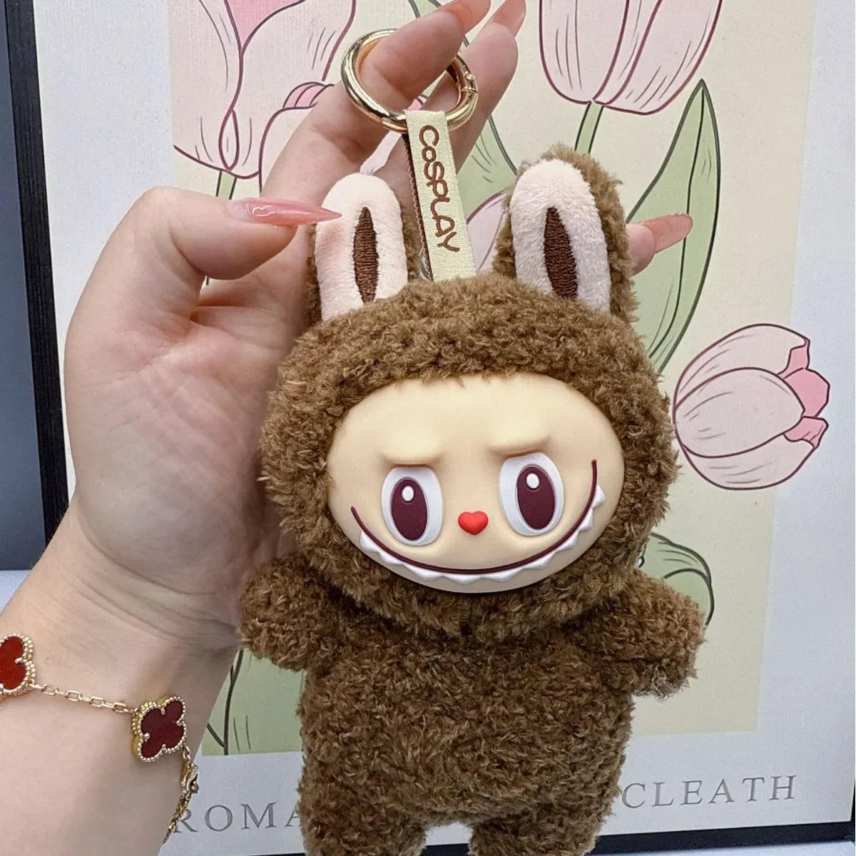Labubu Monsters Cosplay Plush Pendant Brown Plush Keychain