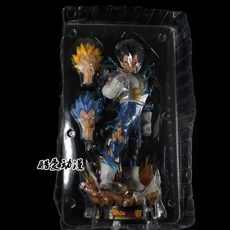 Dragon Ball Vegeta Figure 3 Heads 23cm Pvc Model Action Figures Gk Statue Collection Room Decoration Model Kids Birthday Gifts
