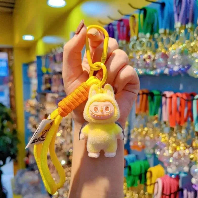 Standing Labubu Flocking Keychain Plush Keychain