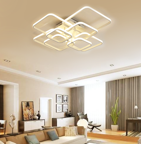 Calarbo™ Layered Square Modern LED Chandelier White Chandelier