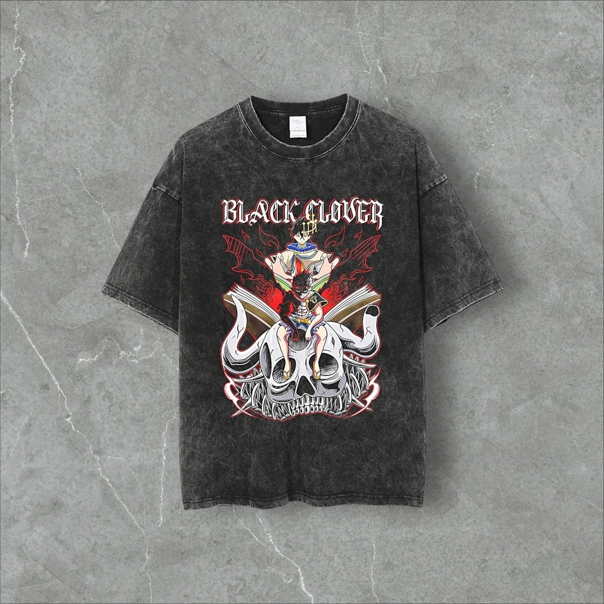 ASTA x Half Devil Harajuku Vintage Washed Anime Tee Black t-shirt