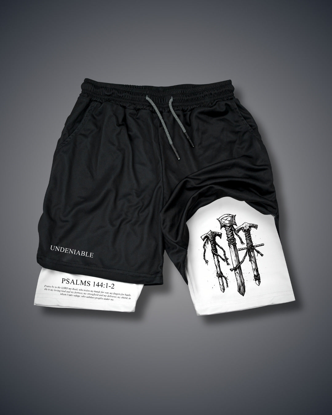 Psalm 144:1-2 Battle Sword Performance Shorts Performance shorts